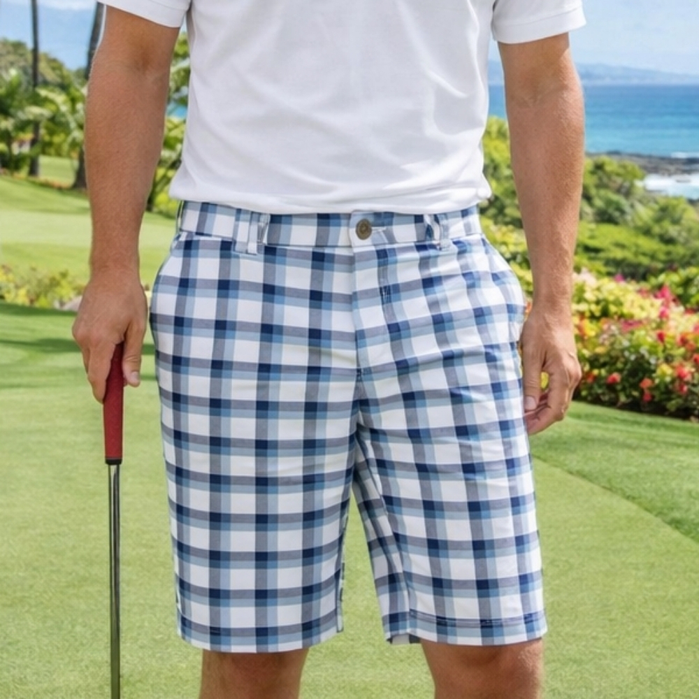 Tommy Bahama Blue & White Plaid Shorts | Classic Island Casual Summer Golf